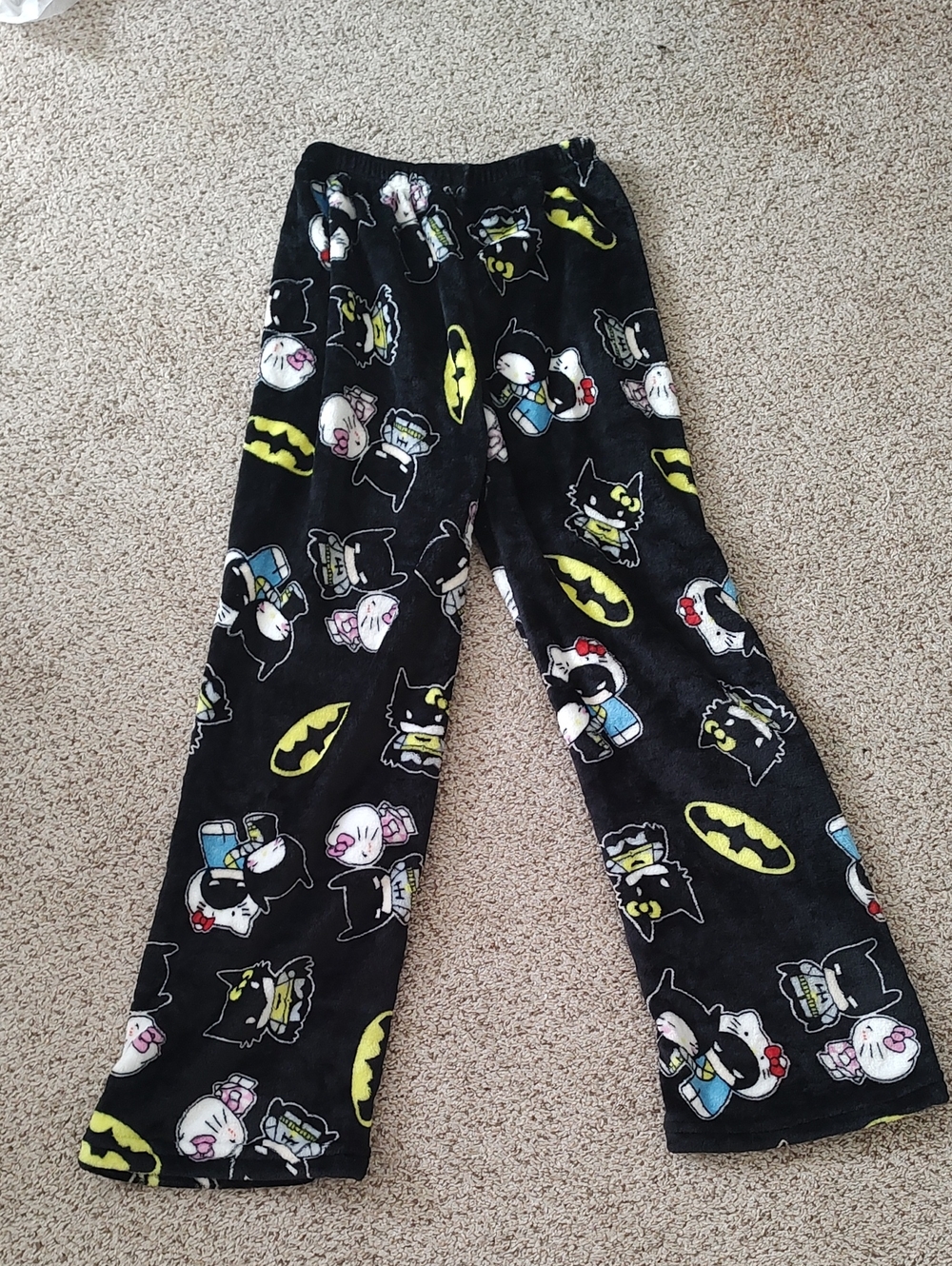 Women's Batman Black Pajama Pants with Yellow Logo Accents